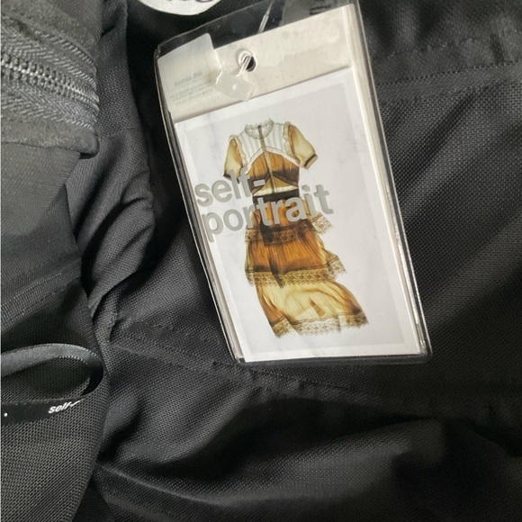 NWT Self-Portrait Black Dot Mesh Frill Mini Dress Size 2 - Picture 12 of 13